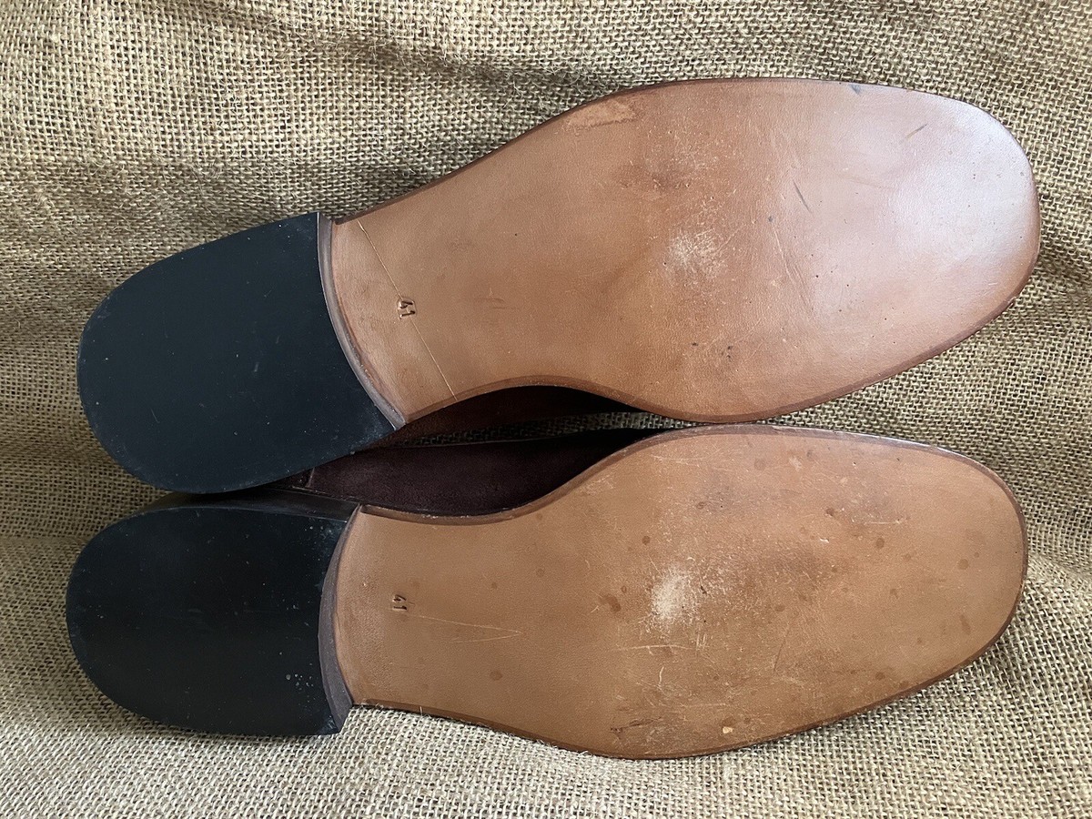 Loro Piana Mens Brown Suede Leather Slip On Loafers Size US 