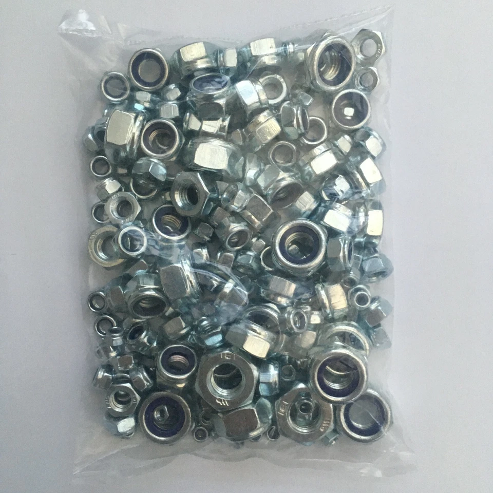 H&H 400g OF 'MIXED IN THE PACK' NYLOC NUTS ZINC PLATED MULTI PURPOSE LOCKING NUT BZP