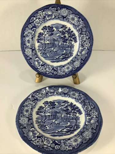 Set of 2~Liberty Blue 6" Staffordshire Ironstone Bread Plates Monticello England