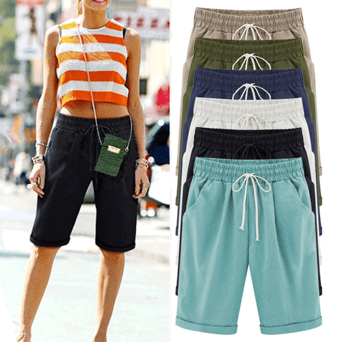 Womens Drawstring Waist Shorts Summer Casual Lounge Half Pants Ladies Plus size - Picture 4 of 16