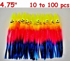 10 to 100 pcs 4.75" Rainbow Hoochie Squid Skirts Octopus Trolling Saltwater Lure