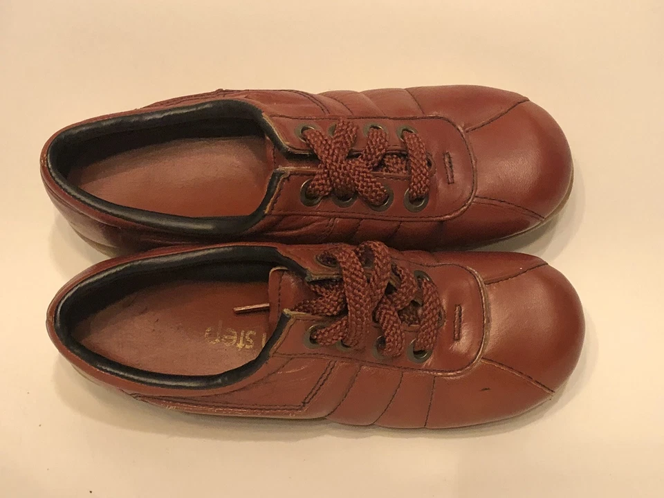 Charm Step Talla 5.5 Naranja Marrón Imitación Cuero Crepé Suelas Cordones Cuña Zapatos Años 70’s Foto 3 de 4