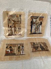 Lot of 4 Egyptian Screen Prints on Papyrus Beautiful Fast Free shipping