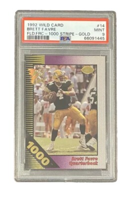 1992 Wild Card Field Force 1000 Stripe Gold Brett Favre #14 PSA 9