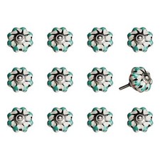 1.5 X 1.5 X 1.5 White Green And Black Knobs 12 Pack