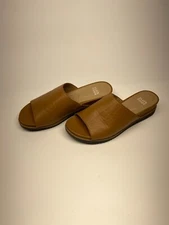 Eileen Fisher Womens Koha Tumbled Brown Leather Wedge Sandal Sz