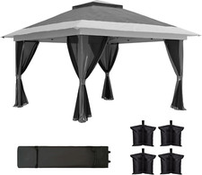 Gazebo Pieghevole 3.6X3.6 M Con Pareti a Rete, Altezza Regolabile E Protezione U