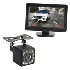 Plug & Play Backup Camera with Monitor 4.6'',12 LED HD Rearview Mirror Camera 