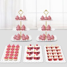 5 Pcs Dessert Table Display Set 2 X Cupcake Stand Holder/Cup Cake Tier Tower  3