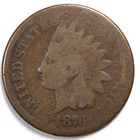 1876 Indian Head Penny Cent About Good (AG)