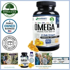 Omega 3-6-9 SoftGels Organic Flax Seed Fish Oil Gluten Free Wellness