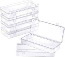 6 Pack Small Plastic Storage Containers with 6.1 x 2.36 x 1.1 Inch, Clear