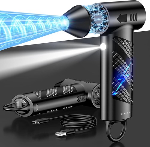 Compressed Air Duster, 180000RPM Electric Air Duster Whit LED Lighting 9 Brush 4 Gear Adjustable Turbo Fan Cordless Air Blower Rechargeable Air Duster - View #10