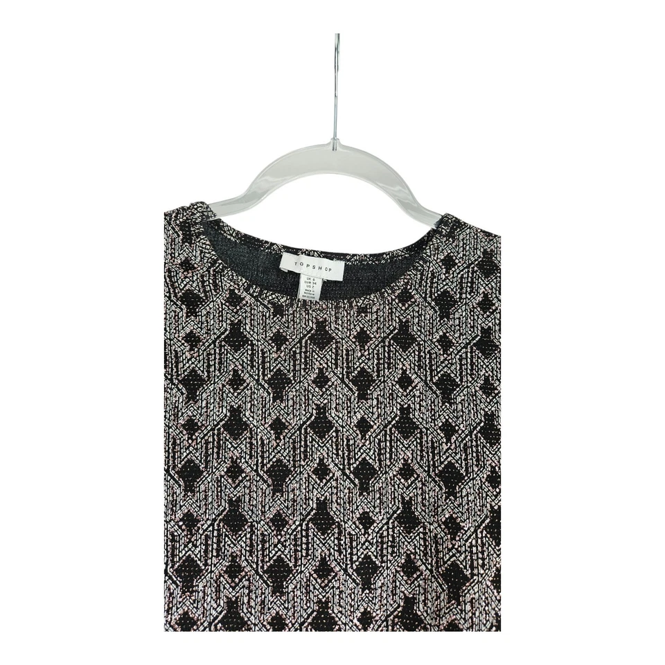 Blusa TOPSHOP Mujer 2 Top Recortado Manga Larga Forrada Metálica Elastizada Geométrica Foto 3 de 4