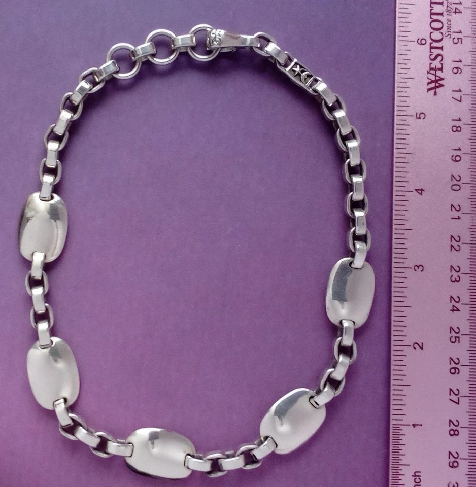 COLLAR CADENA ROLO ESTACIÓN 5 GUIJARROS AUDAZ CORDÓN BARRY KIESSTEIN PLATA ESTERLINA Foto 3 de 4