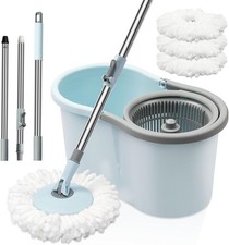 Spin Mop and Bucket with Wringer Set, 360  Spinning Mop Bucket System with 3 Mic