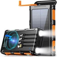 Solar Wireless Power Bank Charger 45800mAh Built-In Hand Crank Fast Charging