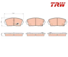 Brake pad set, disc brake Cotec TRW GDB3535 for Kia