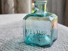 Old Crude Attic Rich Aqua Scarce O.P. JJ Butler Cincinnati Ohio Ink Bottle Crisp