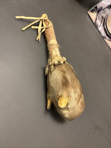 VINTAGE NATIVE AMERICAN  HAND MADE   SHAMAN  RATTLE  Hoof  Fur