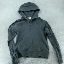ZYIA Active Hoodie Womens L Gray Washed Athletic Super Comfy 1/4 Zip Pullover
