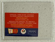 1998 NAGANO TEAM CANADA OLYMPIC HOCKEY MEDALLION  CHECKLIST