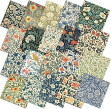 Hunnmingre 20 Pcs 10''X10'' William Morris Flower Quilting Fabric Square Vintage