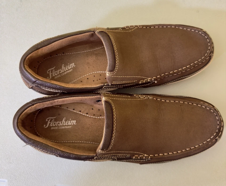 Zapatos sin cordones Florsheim Lakeside Boat de cuero marrón para hombre talla 11 M Foto 3 de 3