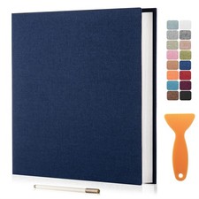 HenPisen Large Photo Album Self Adhesive Scrapbook 11"x10.6"40Pages, Blue