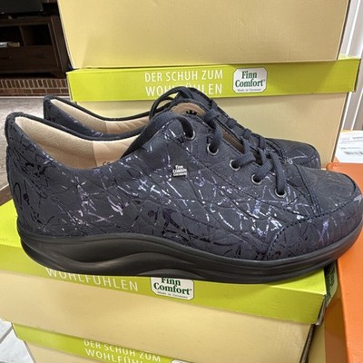 Finn Comfort Ikebukuro Finnamic Women s Leather Lace-Up Sneaker Blue 8W 02911