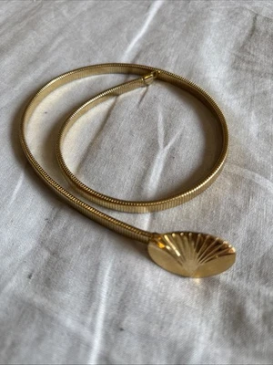 Vintage Gold Tone Skinny Stretch Snake Chain Belt Coil Disco Retro 70s 80s XS - image 1 of 3