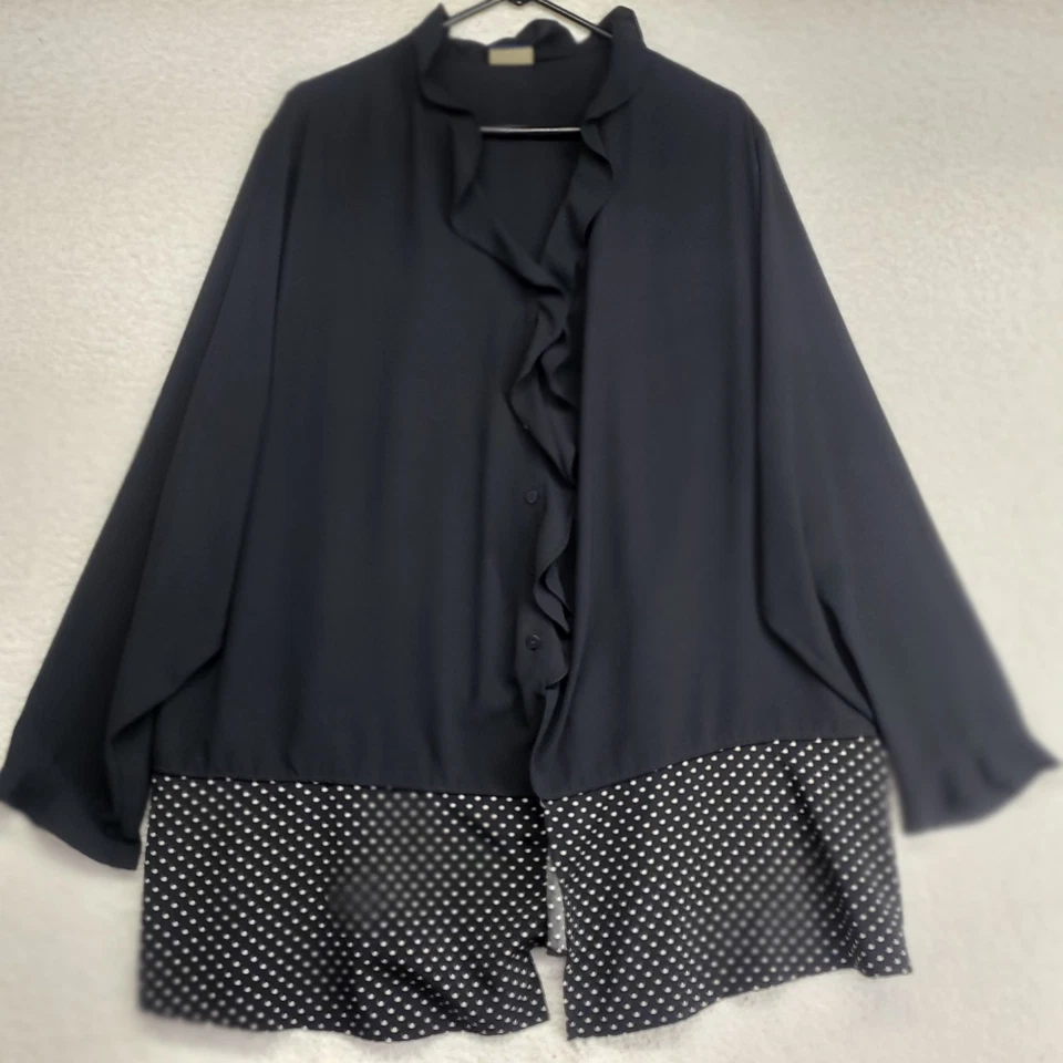 Túnica Laura Scott Plus Top 3XL negra de gran tamaño con volantes Lagenlook artística Foto 4 de 4