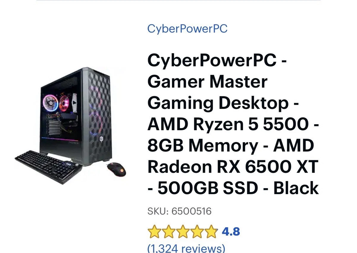 CyberPowerPC AMD Ryzen 5 8 GB RAM PC Desktops & All-In-One 