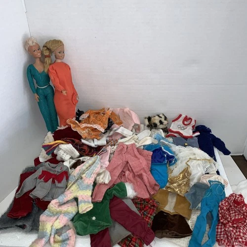 Vintage 1970’s Barbie Lot - 2 Dolls and over 60 pieces of vintage clothing