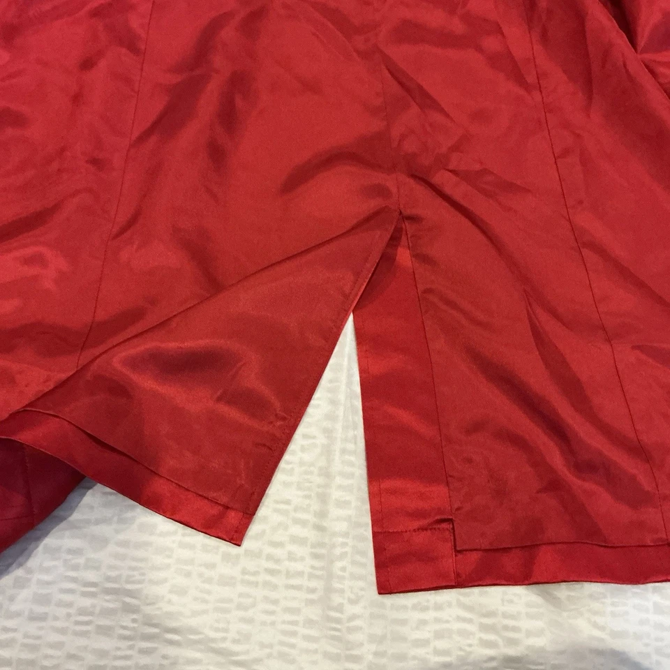 Gabardina Anne Klein 100 % seda roja pequeña oficina sala de juntas día a noche usada en excelente estado Foto 4 de 4