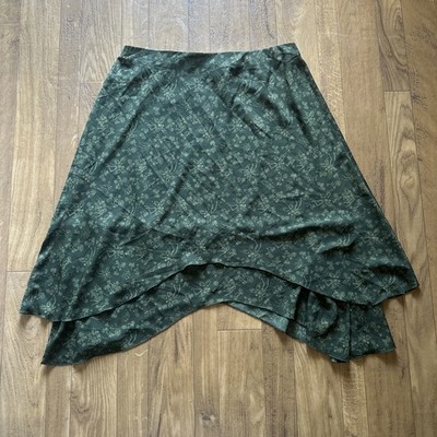 Thorn & Fable Skirt Forest Green Women s L Sz 3 Chiffon Midi Skeleton Fairy NWT