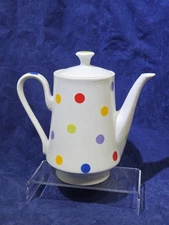 Vintage The Cellar for Macy's Multi-Color Polka Dot Teapot - Retro Kitchen Decor