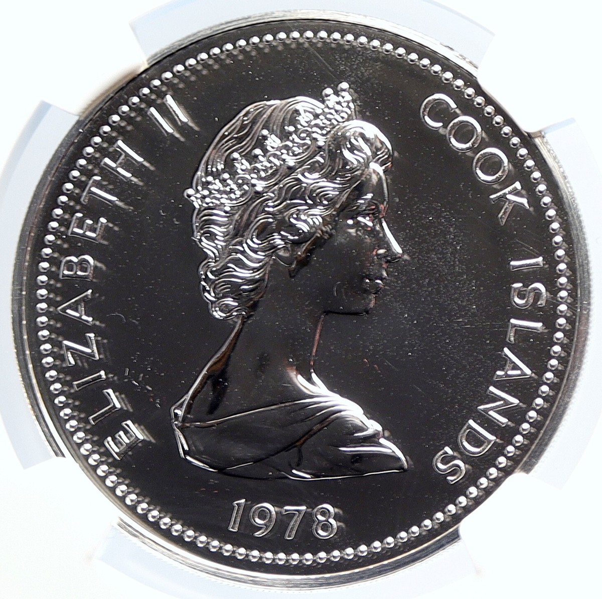 1978 COOK ISLANDS Elizabeth II Coronation PRF Silver 10 Dollars