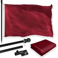 G128 Combo : 5 Ft Flagpole BLK & Burgundy Color Flag 2.5x4 Ft Printed 150D Poly