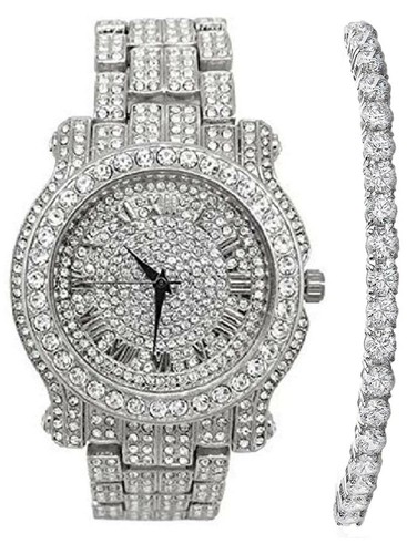 Blinged Out Ultimate Hip Hop Royalty Mens Watch L0504 w/Tennis - 第 36/40 張圖片