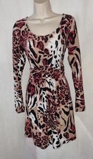 (AB) Gorgeous maroon brown animal print casual party evening dress Size M