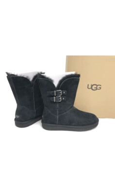 UGG RENLEY II BLACK SHEEPSKIN STRAP BUCKLE WINTER BOOTS SIZE US
