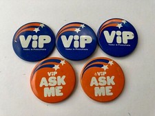 Visitor In Pennsylvania & VIP Ask Me Pin Pinback Buttons 2 1/4"  - Lot of 5