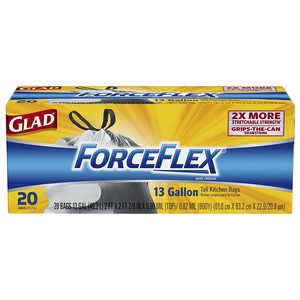 Glad Forceflex Tall Drawstring Kitchen Trash Bags 13 Gallon