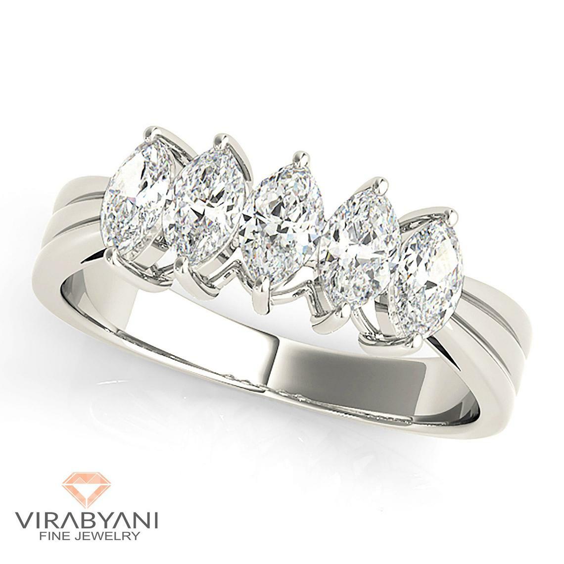 ct G-VS1 Marquise Diamond Band Stone Marquise Diamond Ring 14K White  Gold
