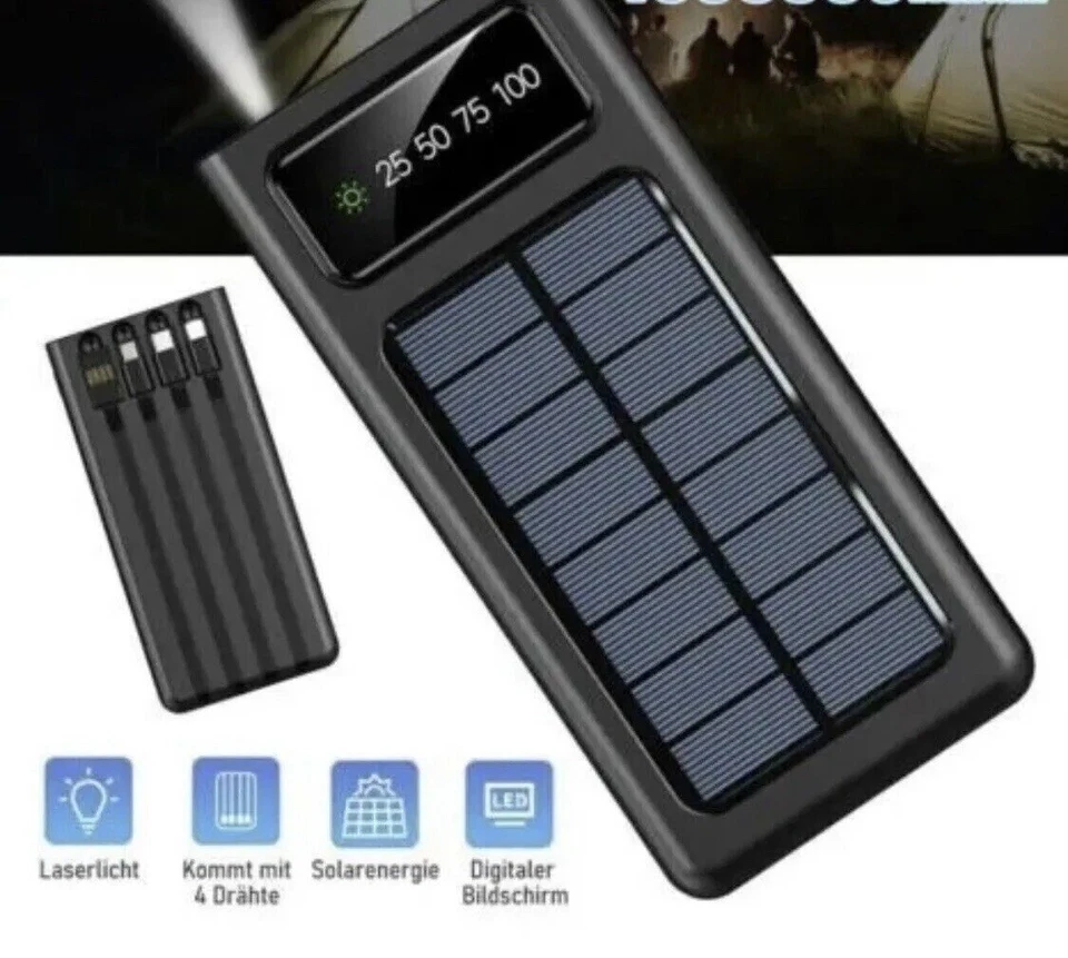 POWER BANK SOLARE DA 88000 MAH UNIVERSALE ED IMPERMEABILE CON RICARICA RAPIDA - Immagine 2 di 4