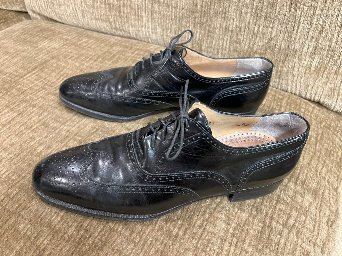Salvatore Ferragamo 112 Wingtip Oxfords Black Polished Calf