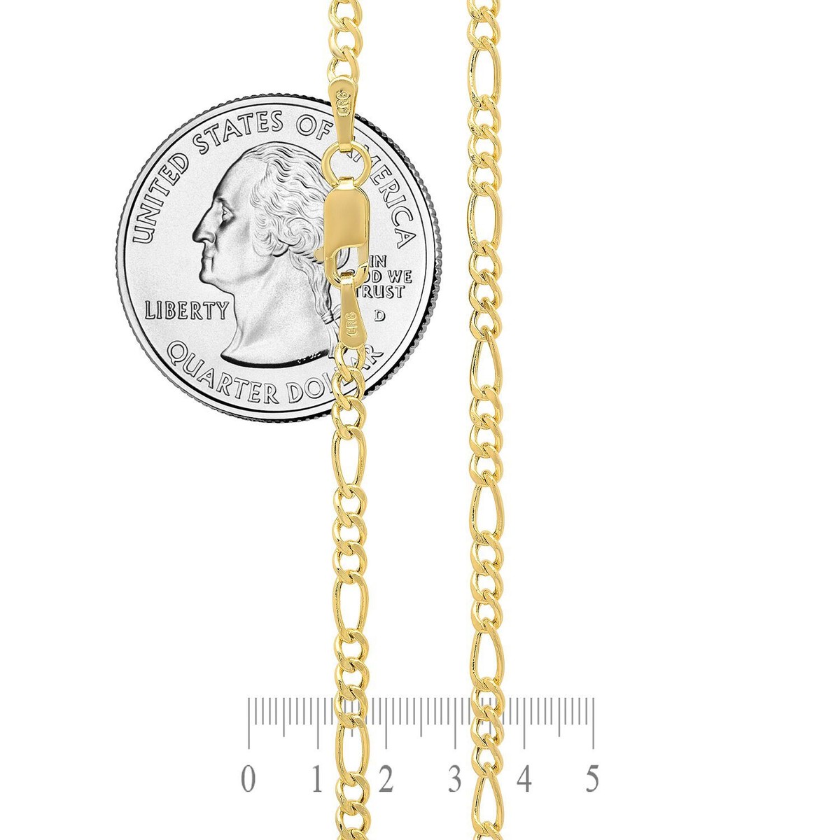 Real 14k Yellow Gold Figaro Link Chain 2.5mm Pendant Real 14k Yellow Gold Figaro Link Chain 2.5mm Pendant