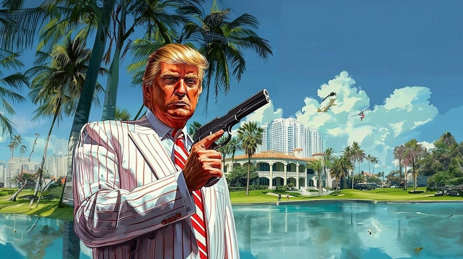 Grand Theft Auto Trump Mar-A-Lago farbig 1 Unze Silberbarren only 450pcs.