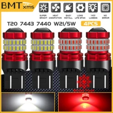 4x 7443 LED Reverse Strobe Brake Light Bulbs For Honda Civic Coupe 1996-2000